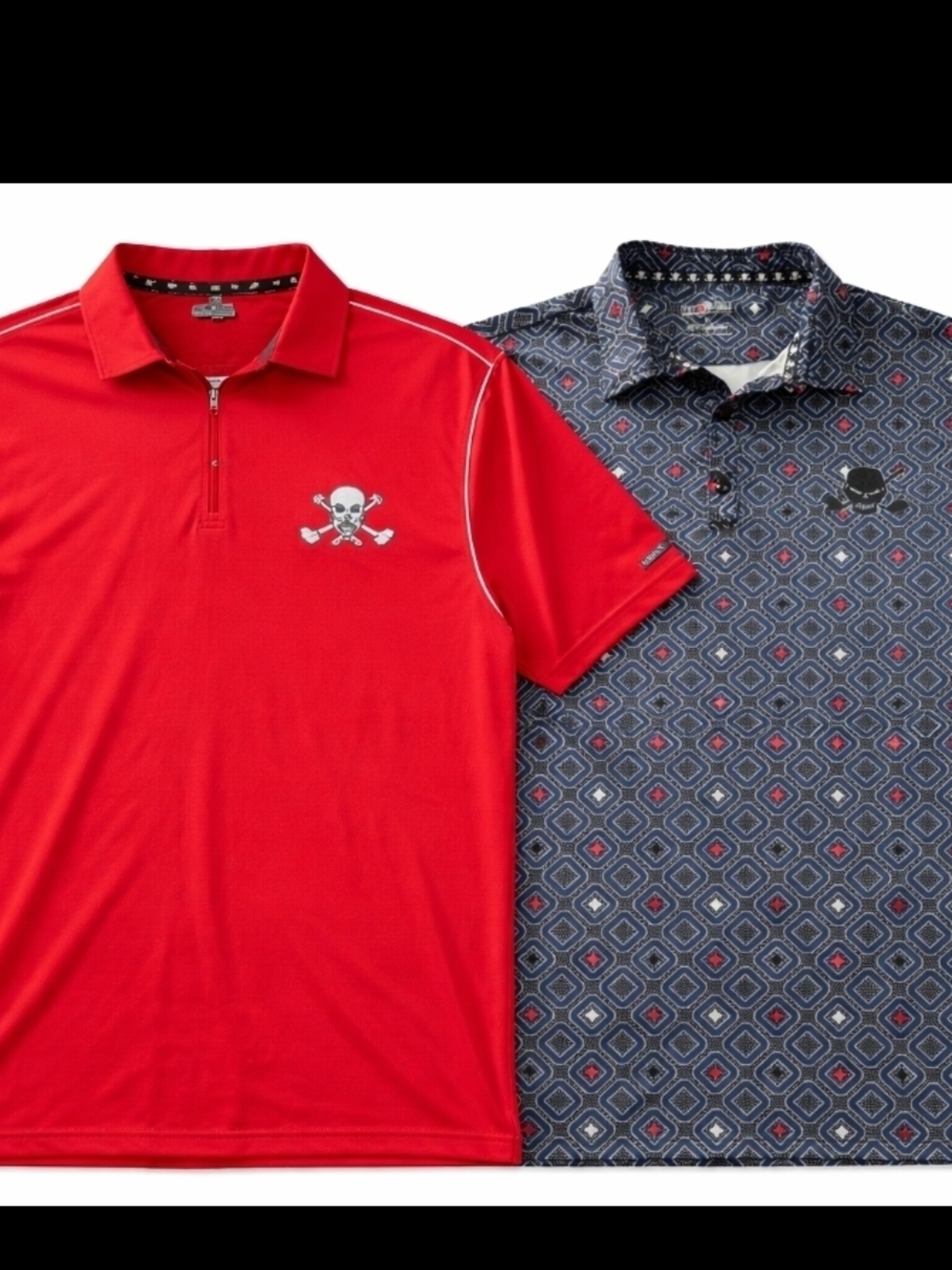Tattoo Golf Polo X2 Bundle Size L Skull & Geo Performance Shirts